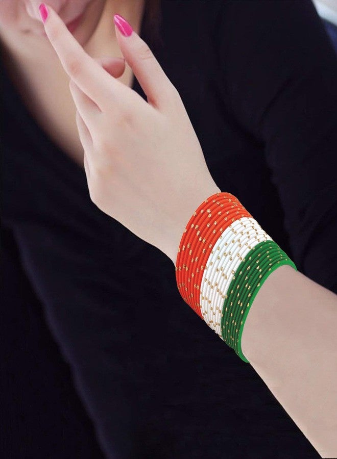NMII Tiranga Bangles Metal Alloy Bangles Set for Women & Girls (Tri-Colour, Size: 2.6") - Image 2